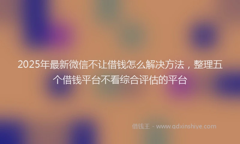 2025年最新微信不让借钱怎么解决方法，整理五个借钱平台不看综合评估的平台