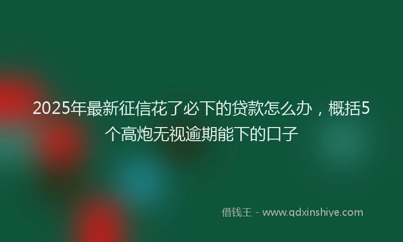 2025年最新征信花了必下的贷款怎么办，概括5个高炮无视逾期能下的口子
