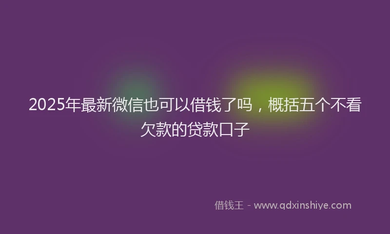 2025年最新微信也可以借钱了吗，概括五个不看欠款的贷款口子