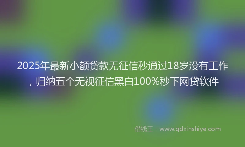 2025年最新小额贷款无征信秒通过18岁没有工作，归纳五个无视征信黑白100%秒下网贷软件