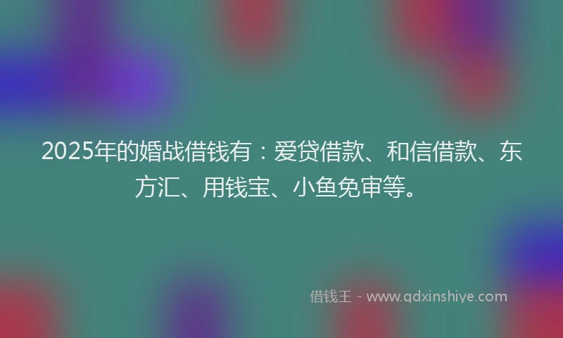 2025年的婚战借钱有：爱贷借款、和信借款、东方汇、用钱宝、小鱼免审等。