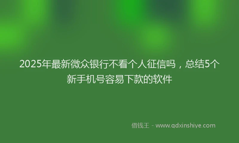 2025年最新微众银行不看个人征信吗，总结5个新手机号容易下款的软件