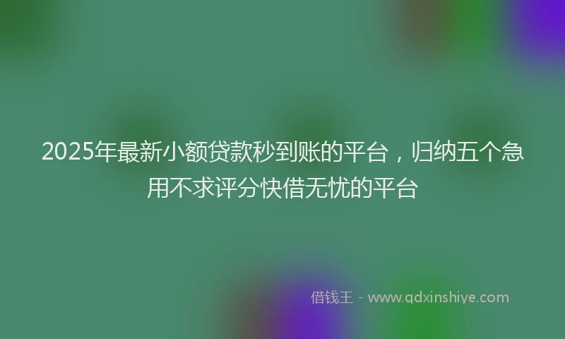 2025年最新小额贷款秒到账的平台，归纳五个急用不求评分快借无忧的平台