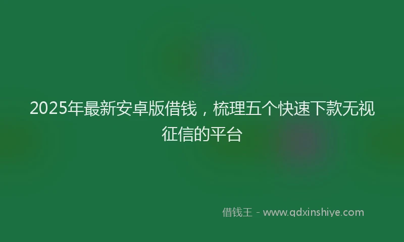 2025年最新安卓版借钱，梳理五个快速下款无视征信的平台