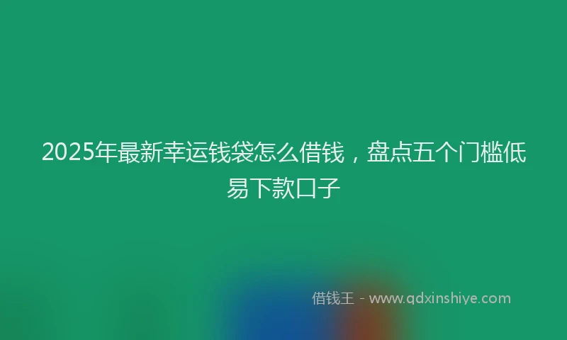 2025年最新幸运钱袋怎么借钱，盘点五个门槛低易下款口子