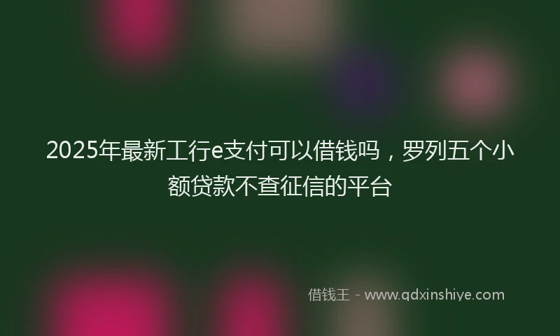 2025年最新工行e支付可以借钱吗，罗列五个小额贷款不查征信的平台