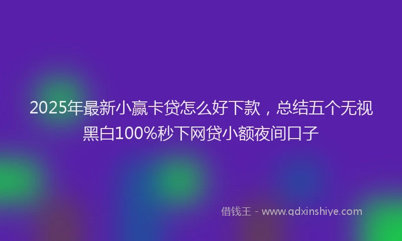 2025年最新小赢卡贷怎么好下款，总结五个无视黑白100%秒下网贷小额夜间口子