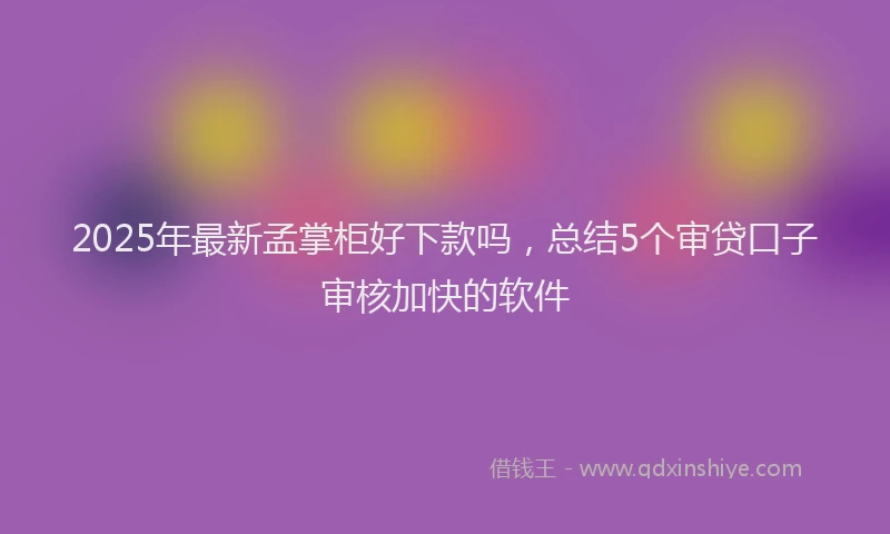2025年最新孟掌柜好下款吗，总结5个审贷口子审核加快的软件