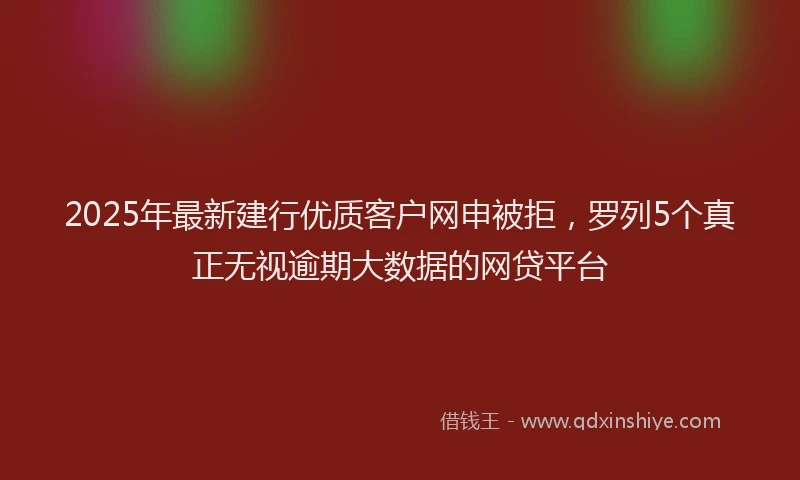 2025年最新建行优质客户网申被拒，罗列5个真正无视逾期大数据的网贷平台