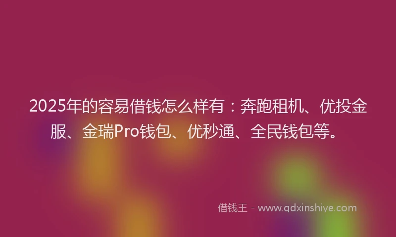 2025年的容易借钱怎么样有：奔跑租机、优投金服、金瑞Pro钱包、优秒通、全民钱包等。