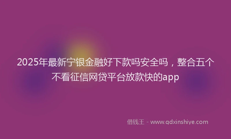 2025年最新宁银金融好下款吗安全吗，整合五个不看征信网贷平台放款快的app