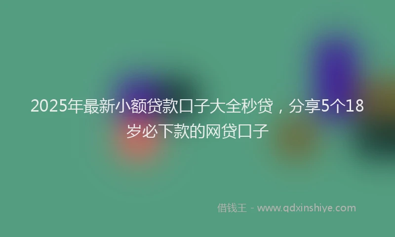 2025年最新小额贷款口子大全秒贷，分享5个18岁必下款的网贷口子