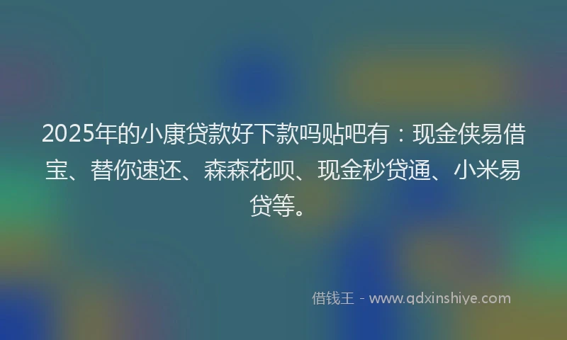 2025年的小康贷款好下款吗贴吧有：现金侠易借宝、替你速还、森森花呗、现金秒贷通、小米易贷等。