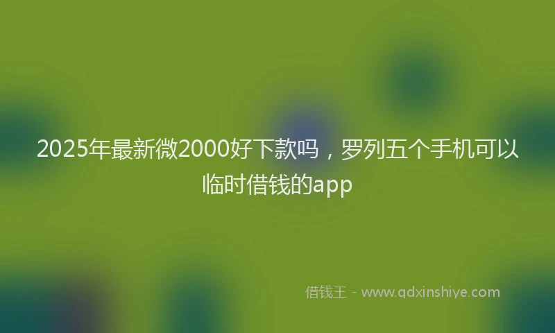 2025年最新微2000好下款吗，罗列五个手机可以临时借钱的app