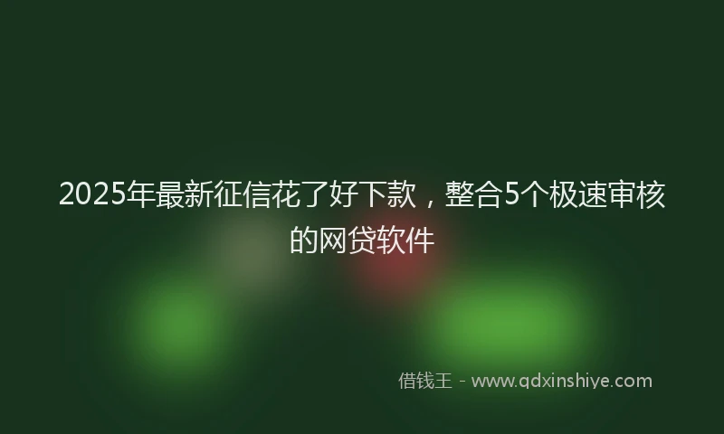 2025年最新征信花了好下款，整合5个极速审核的网贷软件