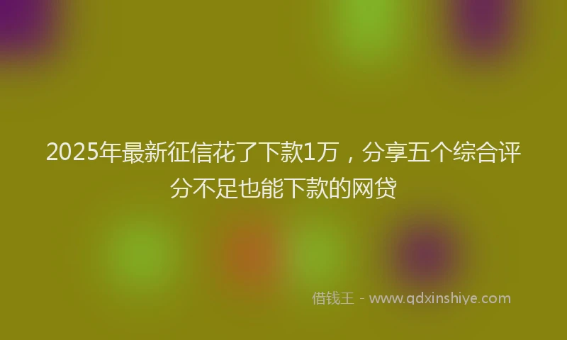 2025年最新征信花了下款1万，分享五个综合评分不足也能下款的网贷