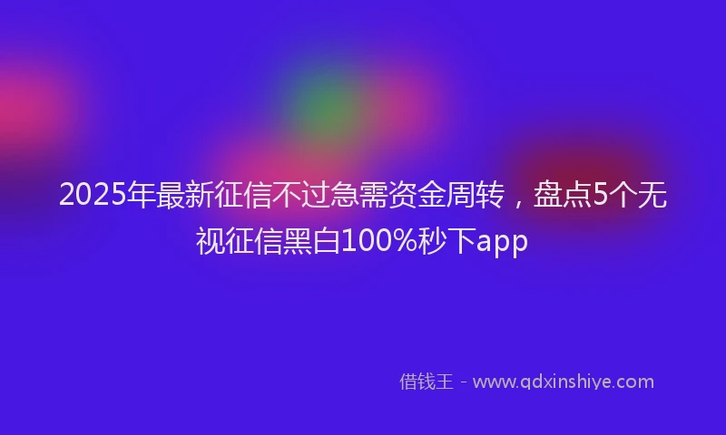 2025年最新征信不过急需资金周转，盘点5个无视征信黑白100%秒下app