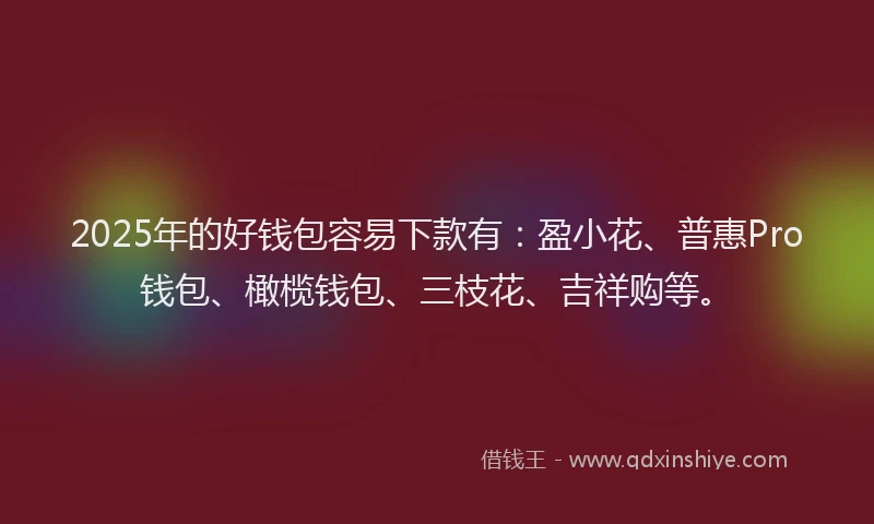 2025年的好钱包容易下款有：盈小花、普惠Pro钱包、橄榄钱包、三枝花、吉祥购等。