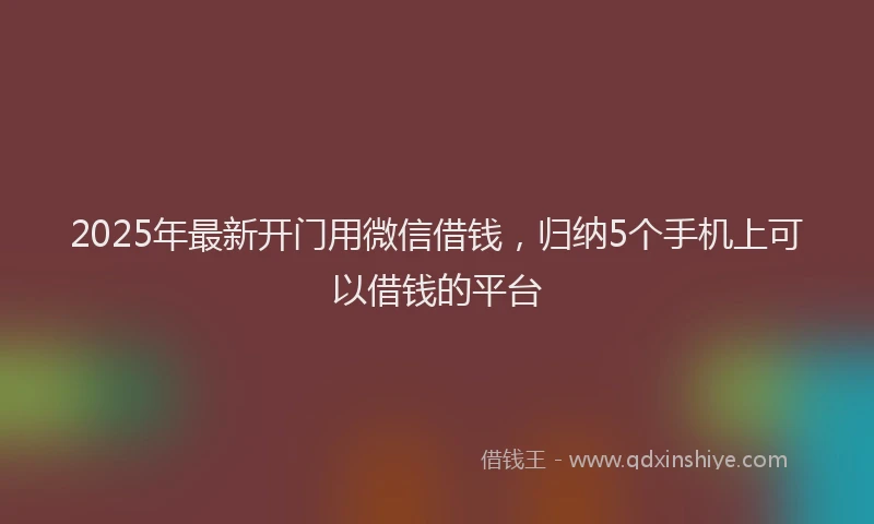 2025年最新开门用微信借钱，归纳5个手机上可以借钱的平台