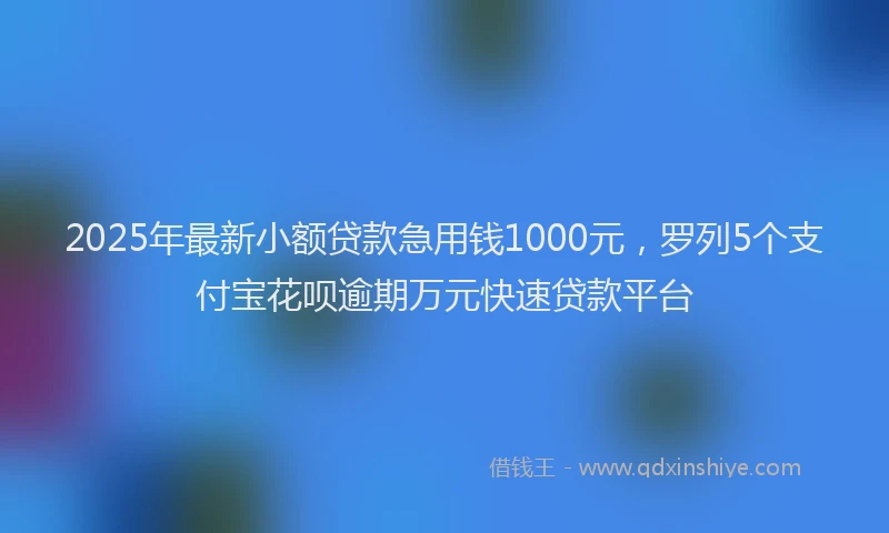 2025年最新小额贷款急用钱1000元，罗列5个支付宝花呗逾期万元快速贷款平台