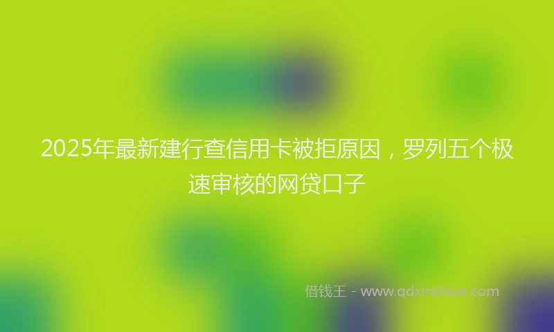 2025年最新建行查信用卡被拒原因，罗列五个极速审核的网贷口子