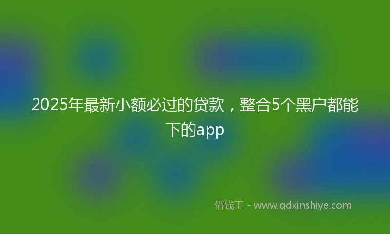 2025年最新小额必过的贷款，整合5个黑户都能下的app