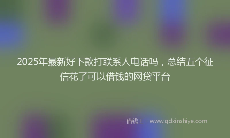 2025年最新好下款打联系人电话吗，总结五个征信花了可以借钱的网贷平台