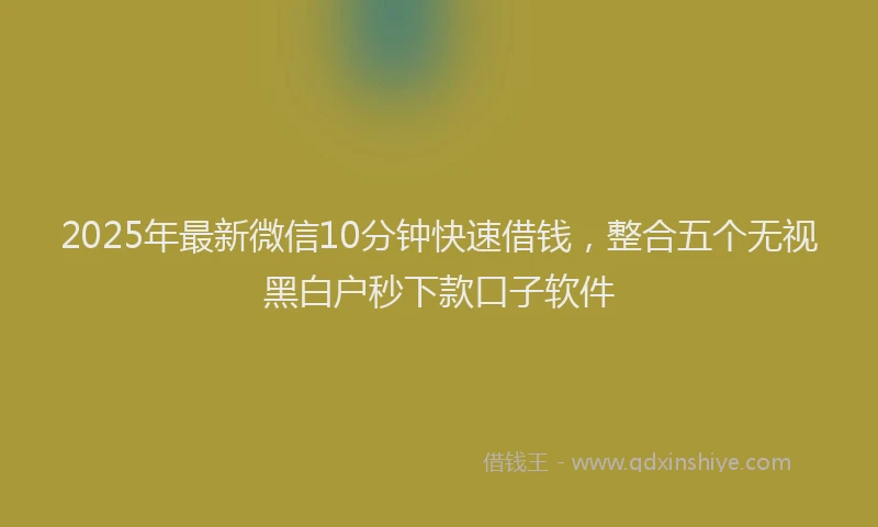 2025年最新微信10分钟快速借钱，整合五个无视黑白户秒下款口子软件