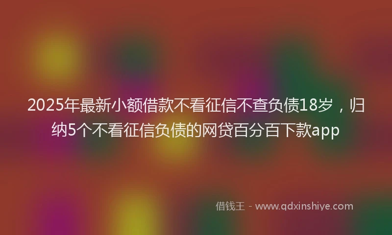2025年最新小额借款不看征信不查负债18岁，归纳5个不看征信负债的网贷百分百下款app