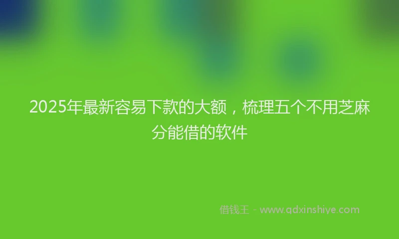 2025年最新容易下款的大额，梳理五个不用芝麻分能借的软件