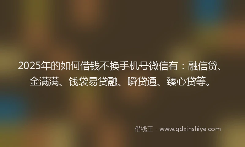2025年的如何借钱不换手机号微信有：融信贷、金满满、钱袋易贷融、瞬贷通、臻心贷等。