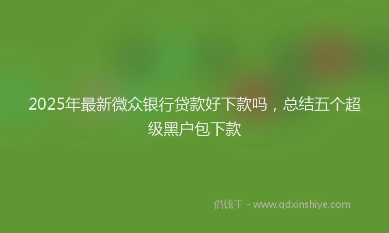 2025年最新微众银行贷款好下款吗，总结五个超级黑户包下款