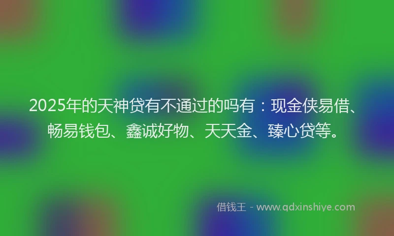 2025年的天神贷有不通过的吗有：现金侠易借、畅易钱包、鑫诚好物、天天金、臻心贷等。