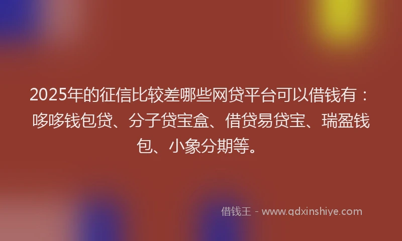 2025年的征信比较差哪些网贷平台可以借钱有：哆哆钱包贷、分子贷宝盒、借贷易贷宝、瑞盈钱包、小象分期等。