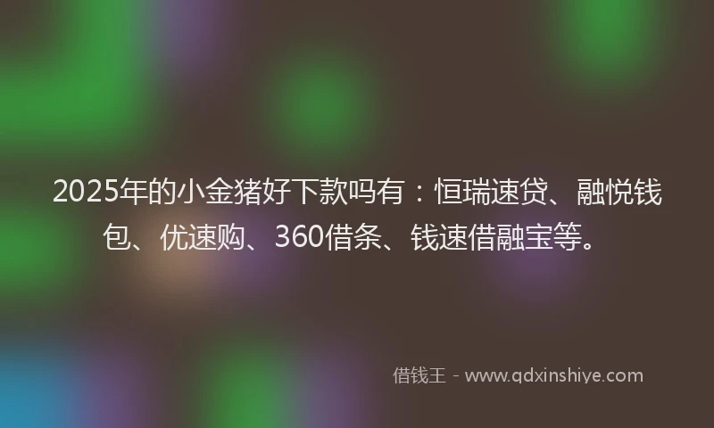 2025年的小金猪好下款吗有：恒瑞速贷、融悦钱包、优速购、360借条、钱速借融宝等。