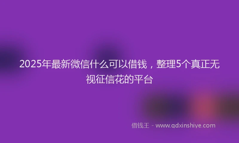 2025年最新微信什么可以借钱，整理5个真正无视征信花的平台