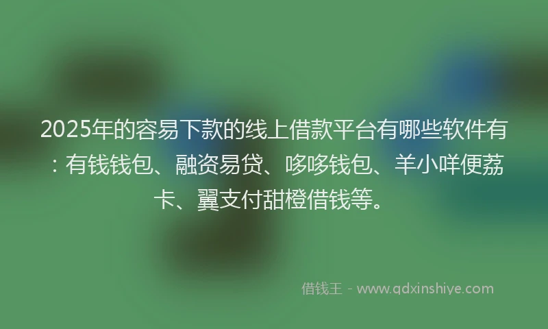 2025年的容易下款的线上借款平台有哪些软件有：有钱钱包、融资易贷、哆哆钱包、羊小咩便荔卡、翼支付甜橙借钱等。