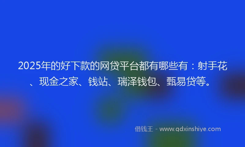 2025年的好下款的网贷平台都有哪些有：射手花、现金之家、钱站、瑞泽钱包、甄易贷等。