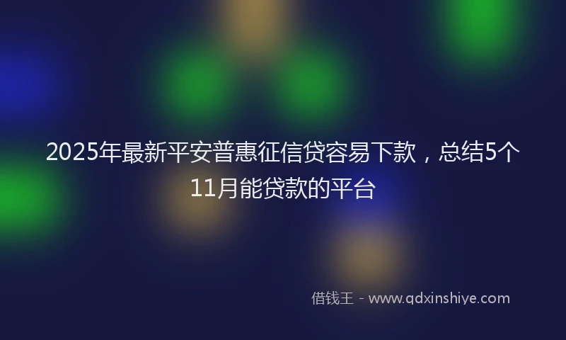 2025年最新平安普惠征信贷容易下款，总结5个11月能贷款的平台