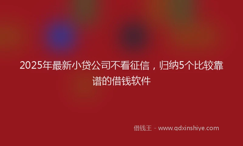 2025年最新小贷公司不看征信，归纳5个比较靠谱的借钱软件