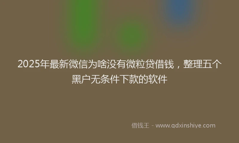 2025年最新微信为啥没有微粒贷借钱，整理五个黑户无条件下款的软件