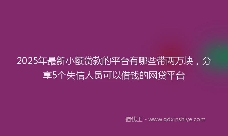 2025年最新小额贷款的平台有哪些带两万块，分享5个失信人员可以借钱的网贷平台