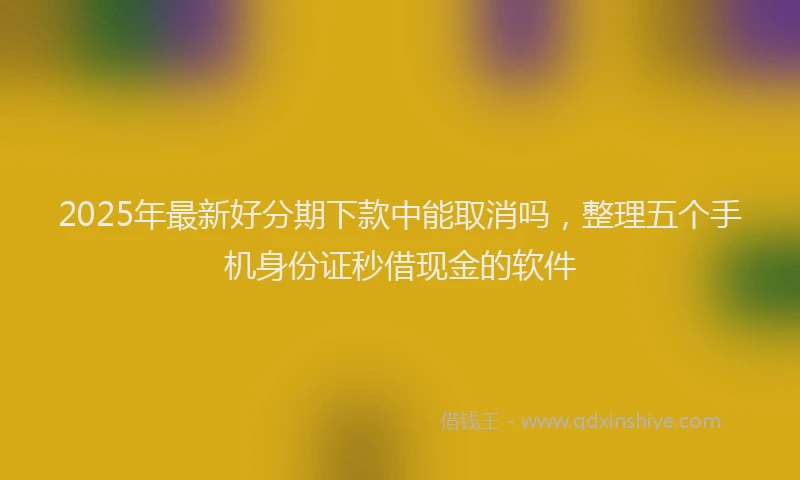 2025年最新好分期下款中能取消吗，整理五个手机身份证秒借现金的软件