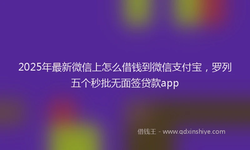 2025年最新微信上怎么借钱到微信支付宝，罗列五个秒批无面签贷款app