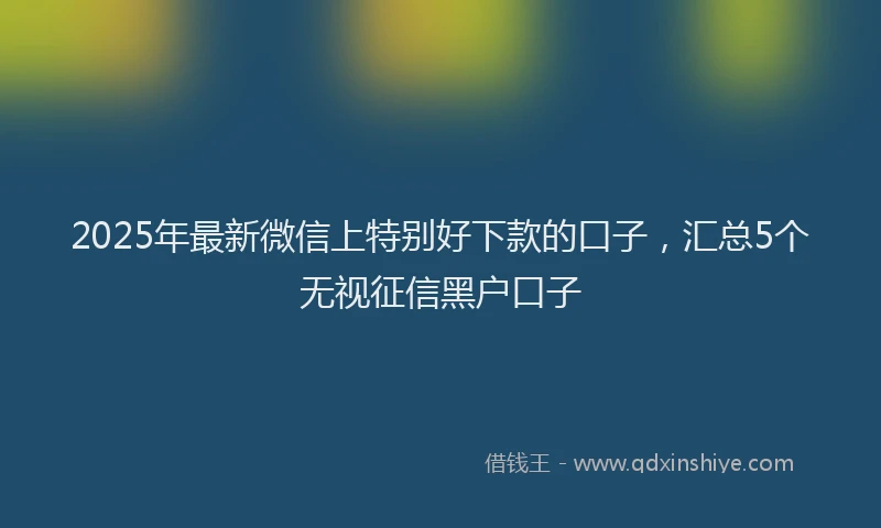 2025年最新微信上特别好下款的口子，汇总5个无视征信黑户口子