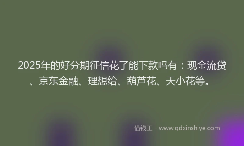 2025年的好分期征信花了能下款吗有：现金流贷、京东金融、理想给、葫芦花、天小花等。