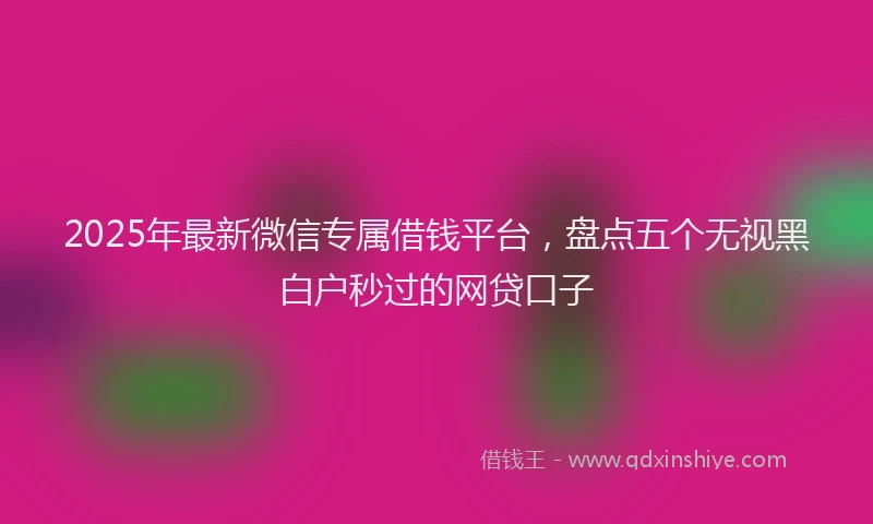 2025年最新微信专属借钱平台，盘点五个无视黑白户秒过的网贷口子
