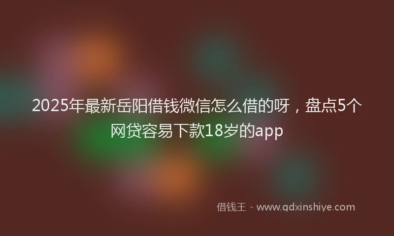 2025年最新岳阳借钱微信怎么借的呀，盘点5个网贷容易下款18岁的app