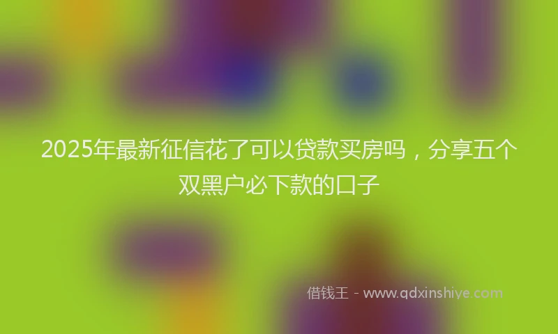 2025年最新征信花了可以贷款买房吗，分享五个双黑户必下款的口子