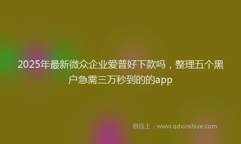 2025年最新微众企业爱普好下款吗，整理五个黑户急需三万秒到的的app